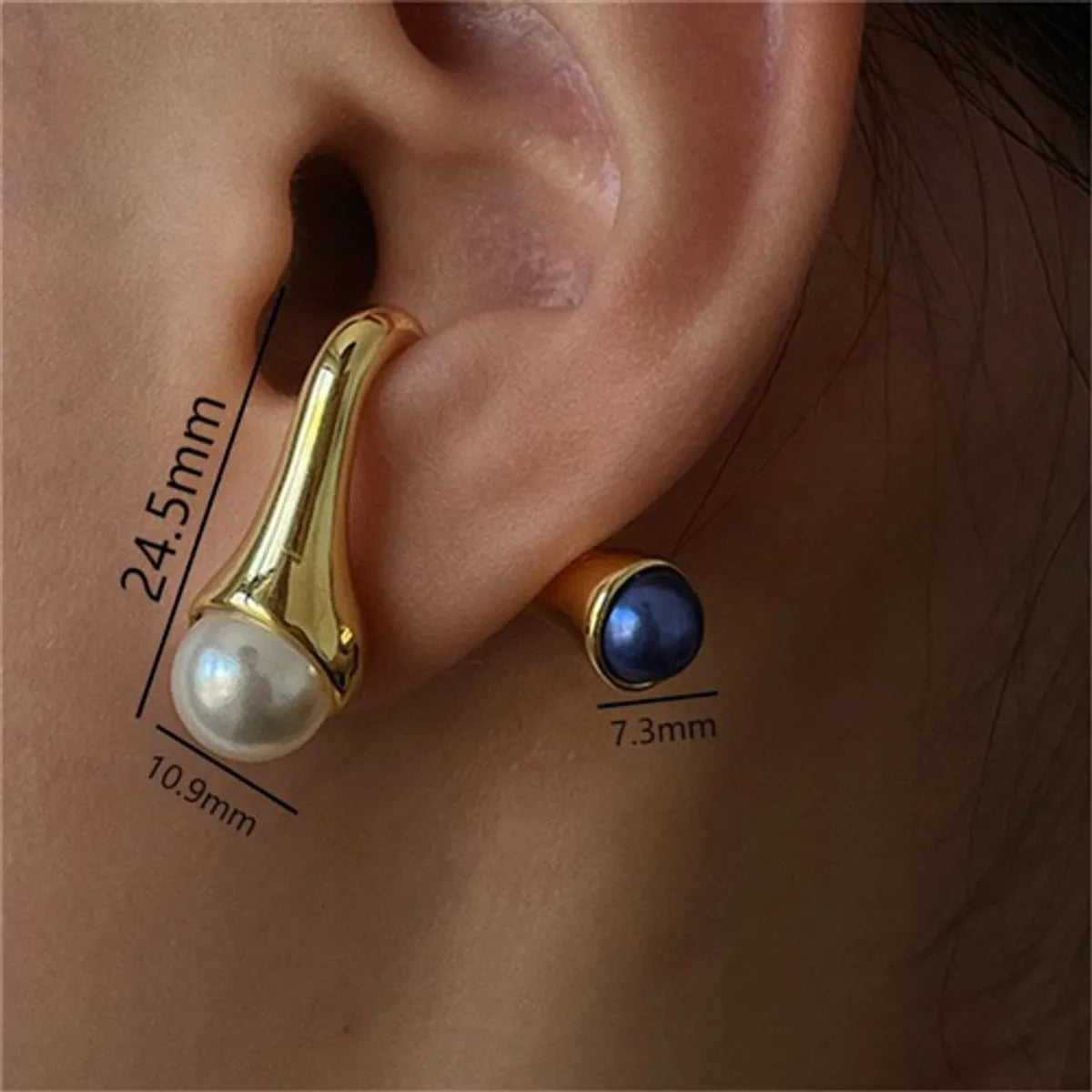 1 Piece Simple Style Geometric Plating Inlay Copper Pearl 18k Gold Plated Earrings