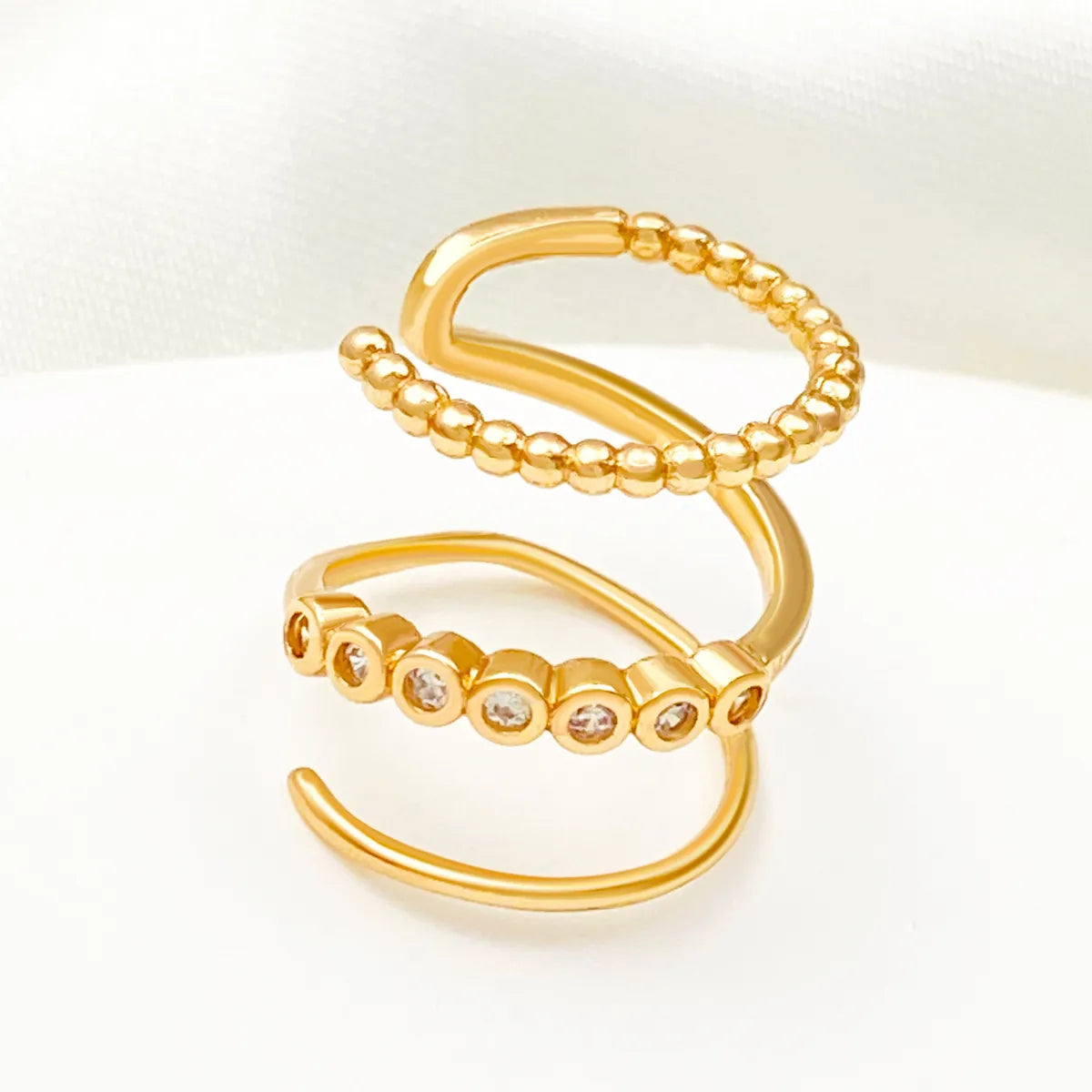 1 Piece Simple Style Geometric Plating Inlay Copper Zircon Ear Cuffs