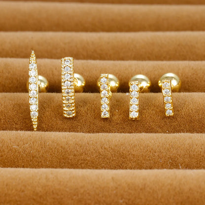 1 Piece Simple Style Geometric Plating Inlay Stainless Steel Zircon Ear Studs