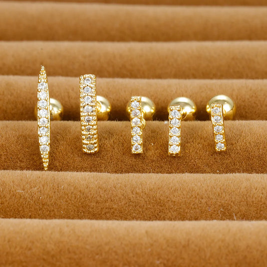 1 Piece Simple Style Geometric Plating Inlay Stainless Steel Zircon Ear Studs