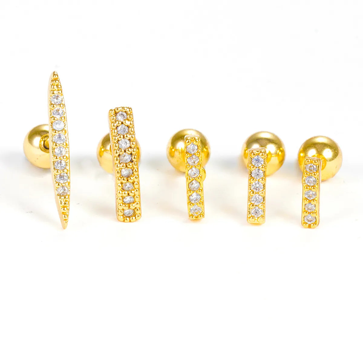 1 Piece Simple Style Geometric Plating Inlay Stainless Steel Zircon Ear Studs