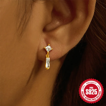 1 Piece Simple Style Geometric Plating Inlay Sterling Silver Opal Zircon Ear Studs