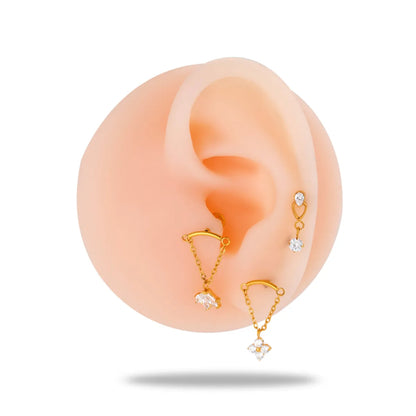 1 Piece Simple Style Geometric Plating Inlay Titanium Alloy Zircon 18k Gold Plated Ear Studs