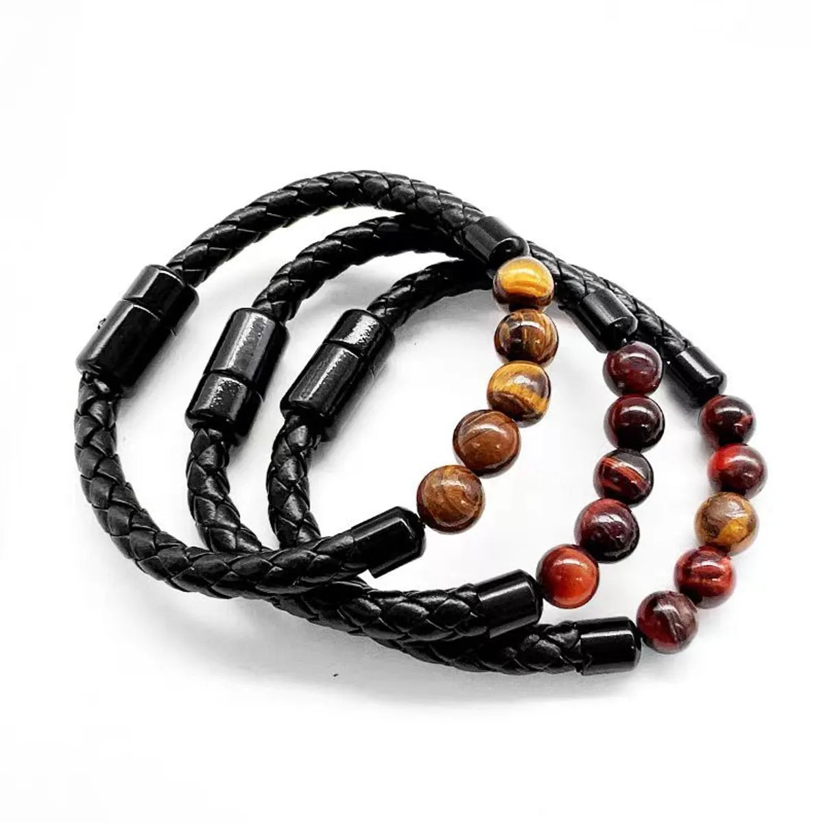 1 Piece Simple Style Geometric Pu Leather Natural Stone Plating Unisex Bracelets