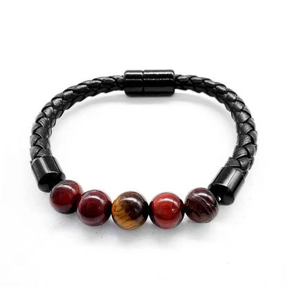 1 Piece Simple Style Geometric Pu Leather Natural Stone Plating Unisex Bracelets