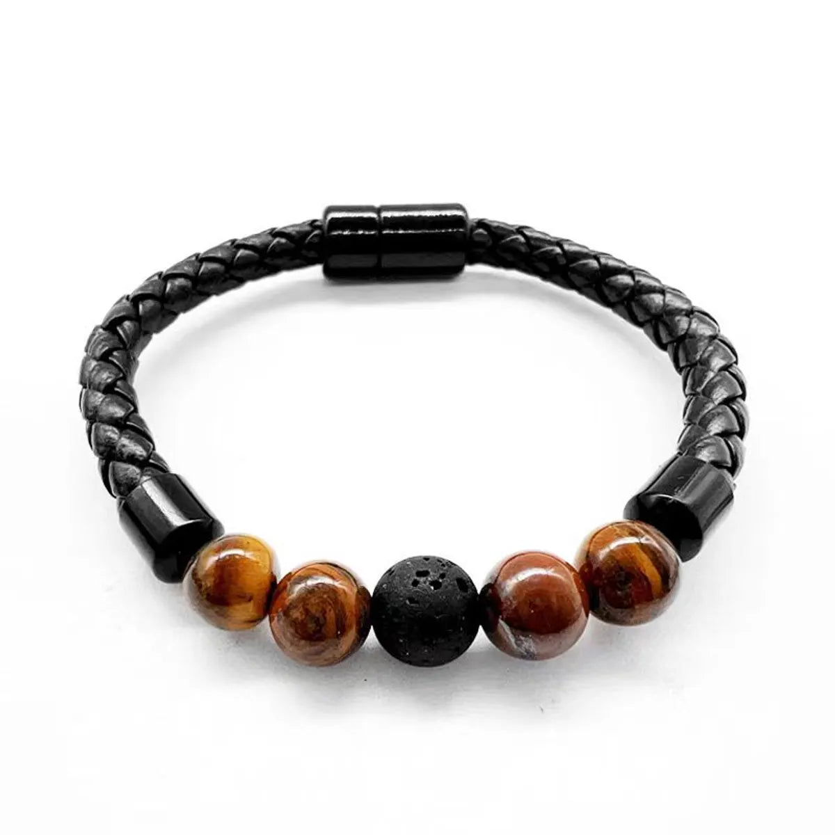 1 Piece Simple Style Geometric Pu Leather Natural Stone Plating Unisex Bracelets