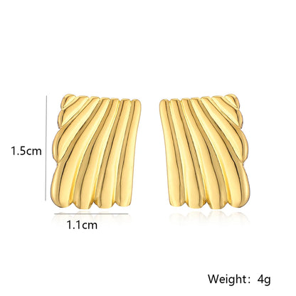 1 Piece Simple Style Geometric Square Plating Inlay Copper Zircon 18k Gold Plated Ear Studs