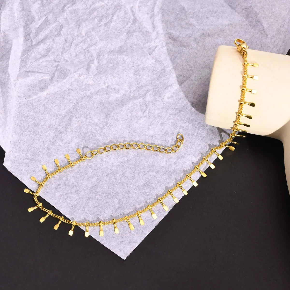 Simple Style Geometric Stainless Steel Plating Women's Anklet