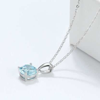 1 Piece Simple Style Geometric Sterling Silver Plating Inlay Birthstone Pendant Necklace