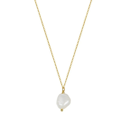 1 Piece Simple Style Geometric Sterling Silver Plating Inlay Pearl 14k Gold Plated Pendant Necklace