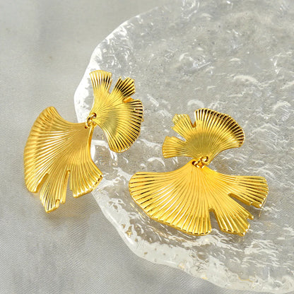 1 Piece Simple Style Ginkgo Leaf Plating Stainless Steel 18k Gold Plated Drop Earrings