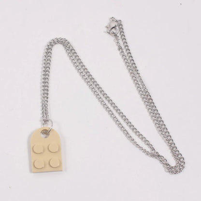 1 Piece Simple Style Heart Shape Alloy Plastic Patchwork Couple Pendant Necklace