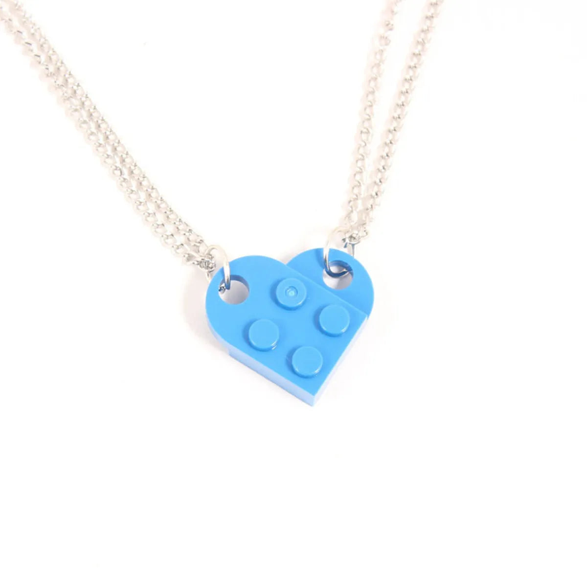 1 Piece Simple Style Heart Shape Alloy Plastic Patchwork Couple Pendant Necklace