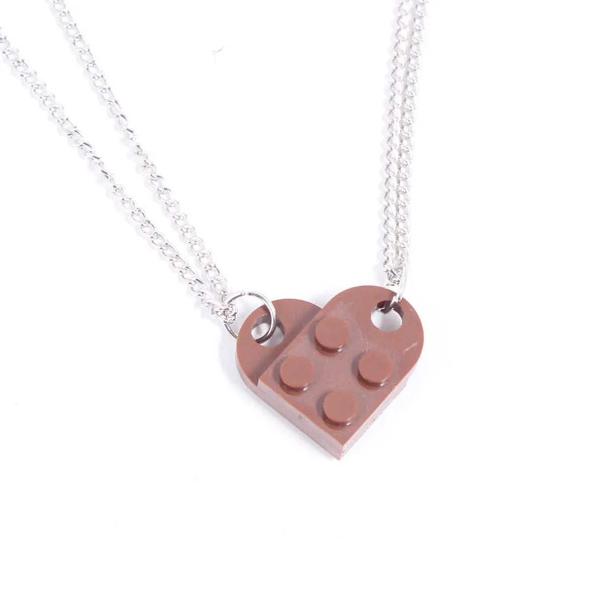 1 Piece Simple Style Heart Shape Alloy Plastic Patchwork Couple Pendant Necklace