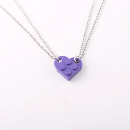 1 Piece Simple Style Heart Shape Alloy Plastic Patchwork Couple Pendant Necklace