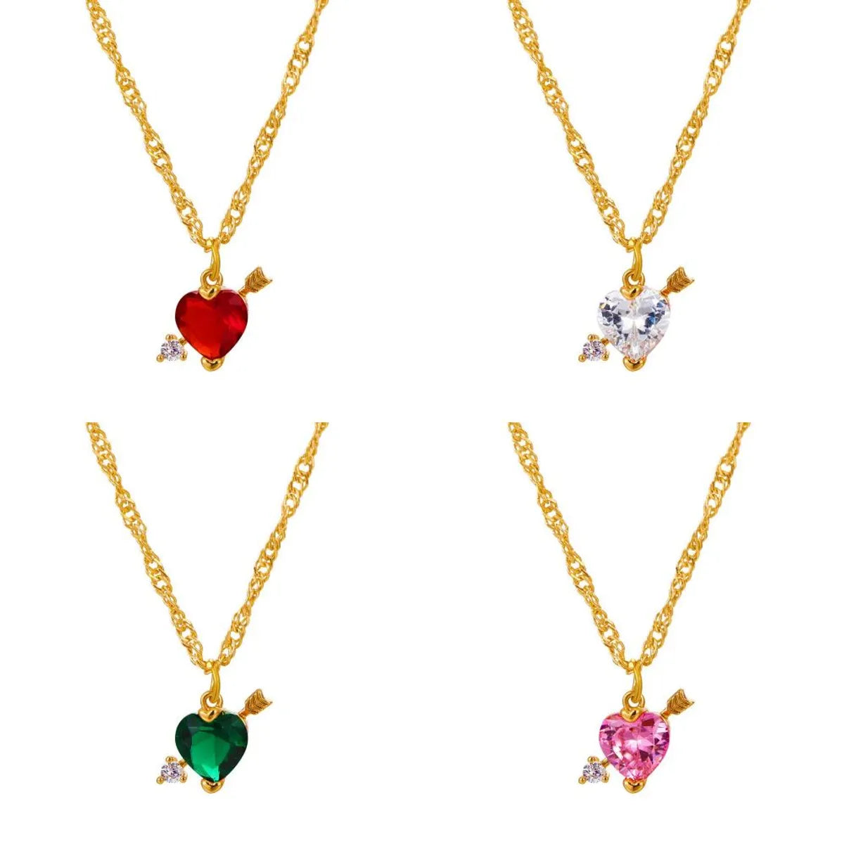 1 Piece Simple Style Heart Shape Arylic Sequin Copper Stoving Varnish Plating Inlay Sequins Rhinestones Zircon 18k Gold Plated Gold Plated Silver Plated Women's Necklace