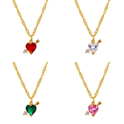 1 Piece Simple Style Heart Shape Arylic Sequin Copper Stoving Varnish Plating Inlay Sequins Rhinestones Zircon 18k Gold Plated Gold Plated Silver Plated Women's Necklace