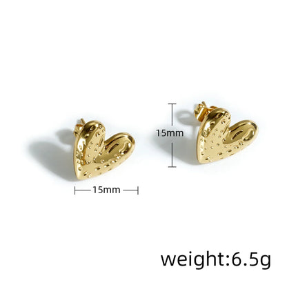 1 Piece Simple Style Heart Shape Bow Knot Plating 304 Stainless Steel 18K Gold Plated Ear Studs