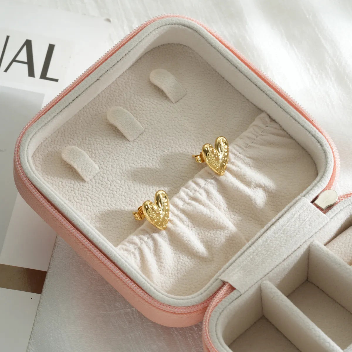 1 Piece Simple Style Heart Shape Bow Knot Plating 304 Stainless Steel 18K Gold Plated Ear Studs