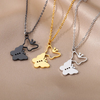 1 Piece Simple Style Heart Shape Butterfly Stainless Steel Plating Pendant Necklace