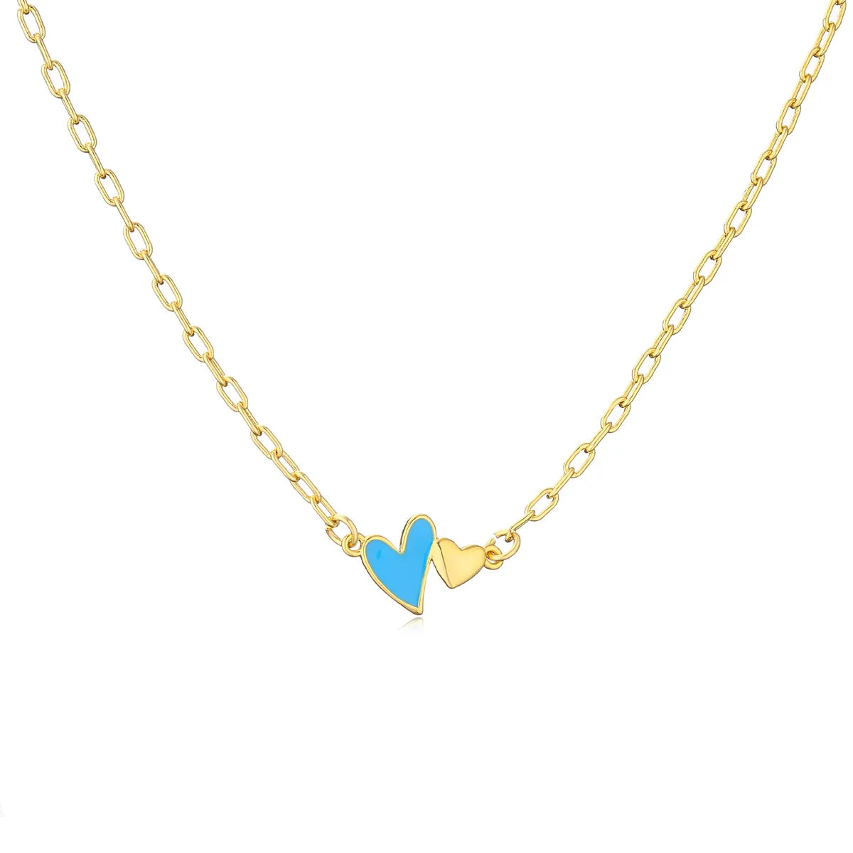 1 Piece Simple Style Heart Shape Copper Enamel Plating Pendant Necklace