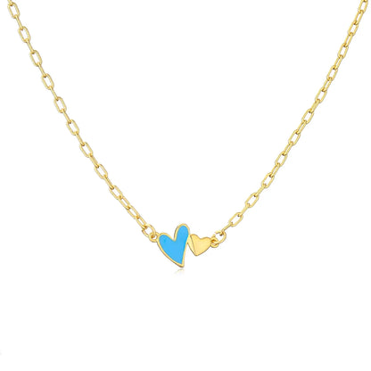 1 Piece Simple Style Heart Shape Copper Enamel Plating Pendant Necklace