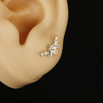 1 Piece Simple Style Heart Shape Stainless Steel Inlay Zircon Ear Studs