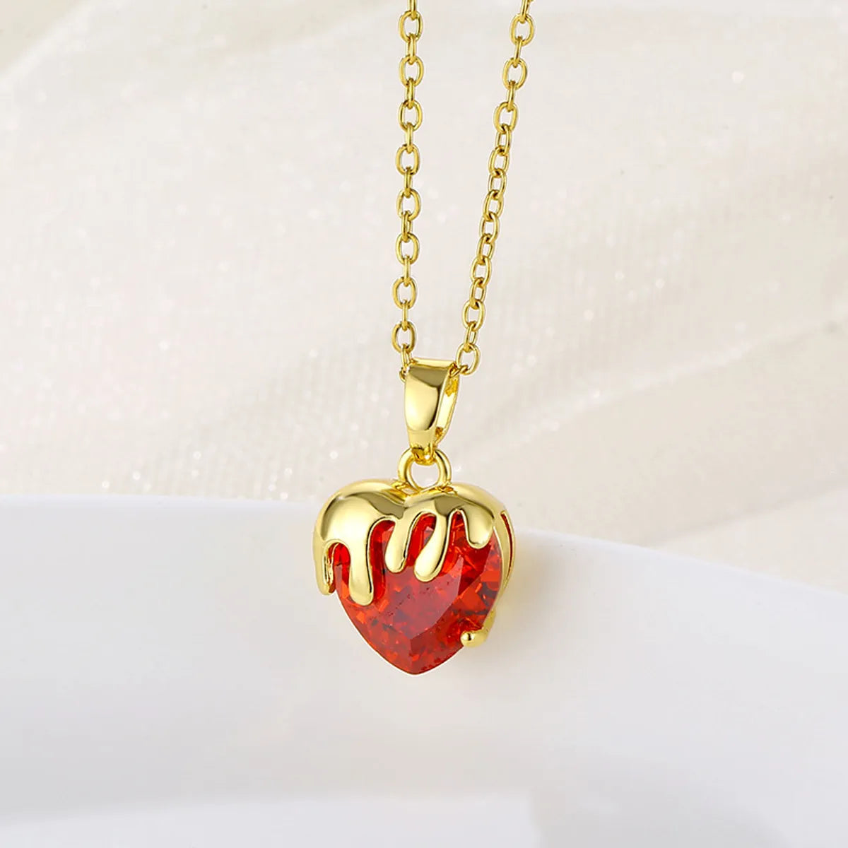 1 Piece Simple Style Heart Shape Stainless Steel Inlay Zircon Pendant Necklace