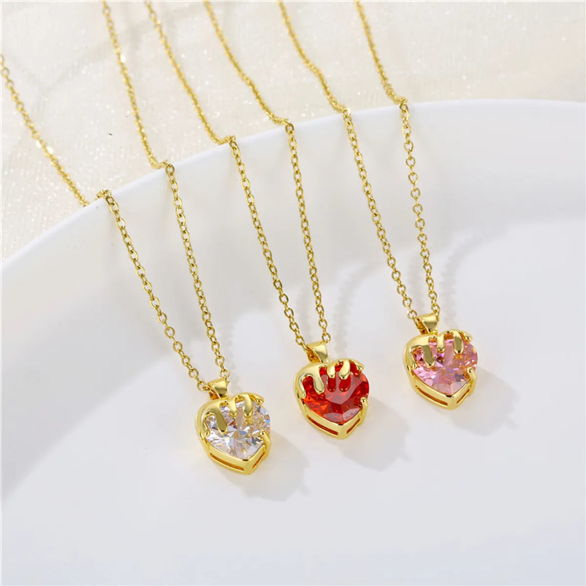 1 Piece Simple Style Heart Shape Stainless Steel Inlay Zircon Pendant Necklace