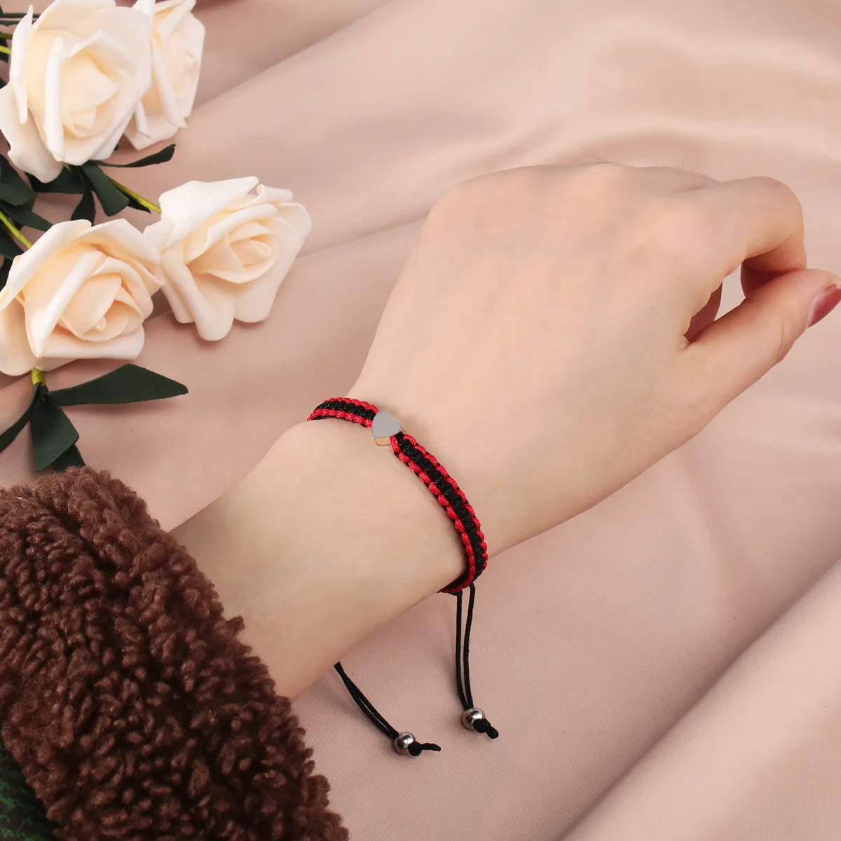 1 Piece Simple Style Heart Shape Stainless Steel Nylon Unisex Bracelets