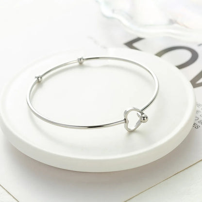 1 Piece Simple Style Heart Shape Stainless Steel Titanium Steel Plating Bangle