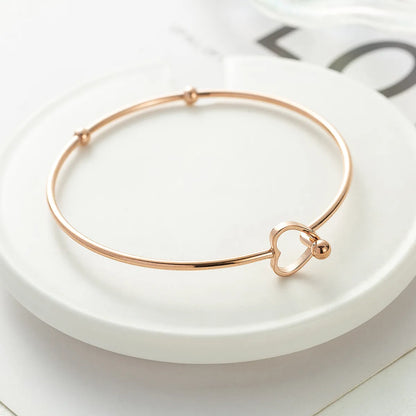 1 Piece Simple Style Heart Shape Stainless Steel Titanium Steel Plating Bangle