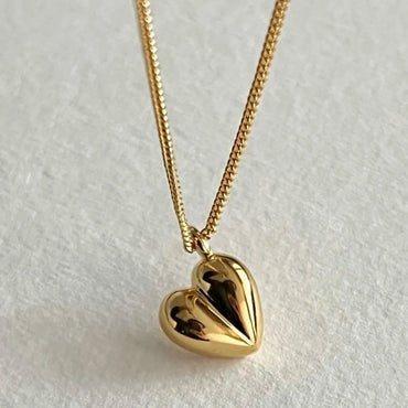 Simple Style Heart Shape Sterling Silver Plating 18k Gold Plated Pendant Necklace