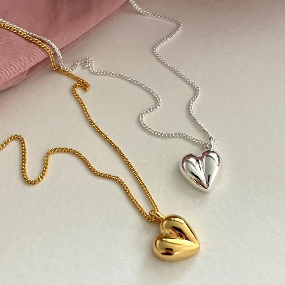 Simple Style Heart Shape Sterling Silver Plating 18k Gold Plated Pendant Necklace