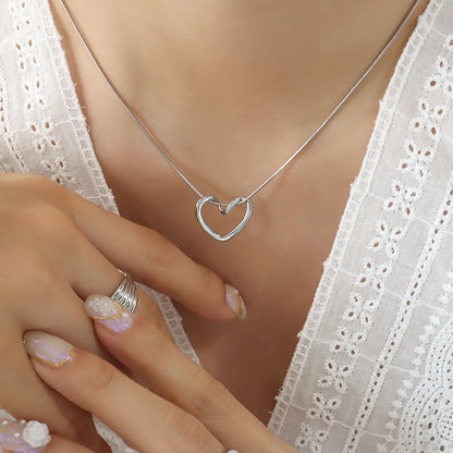 Wholesale Jewelry Simple Style Heart Shape 304 Stainless Steel Plating Chain Pendant Necklace