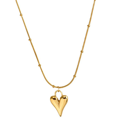 1 Piece Simple Style Heart Shape Titanium Steel Plating Pendant Necklace