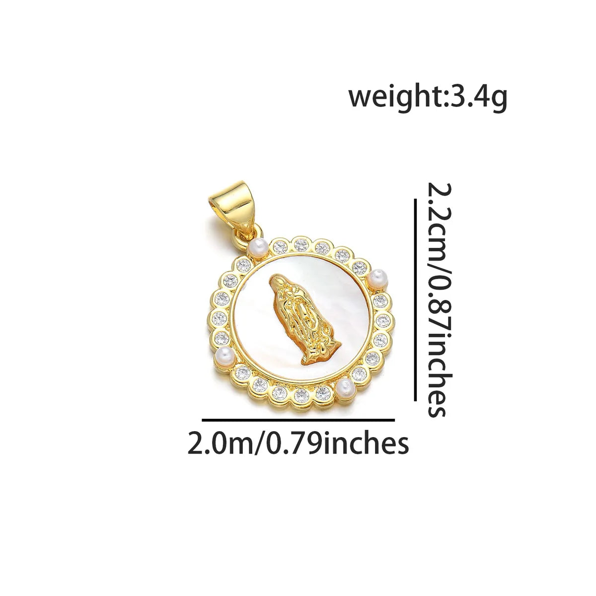 1 Piece Copper Pearl Shell Zircon 18K Gold Plated Human Heart Shape Pendant