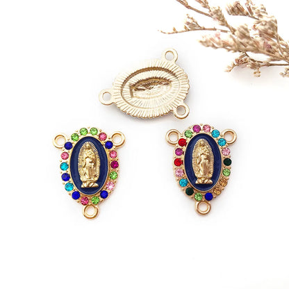 1 Piece Simple Style Human Oval Alloy Enamel Plating Inlay Connector Jewelry Accessories