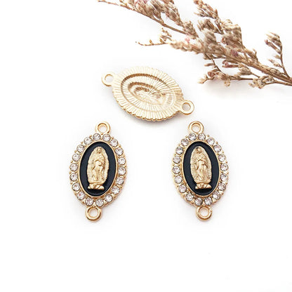 1 Piece Simple Style Human Oval Alloy Enamel Plating Inlay Connector Jewelry Accessories