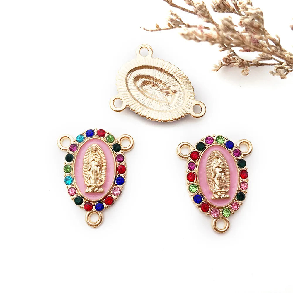 1 Piece Simple Style Human Oval Alloy Enamel Plating Inlay Connector Jewelry Accessories