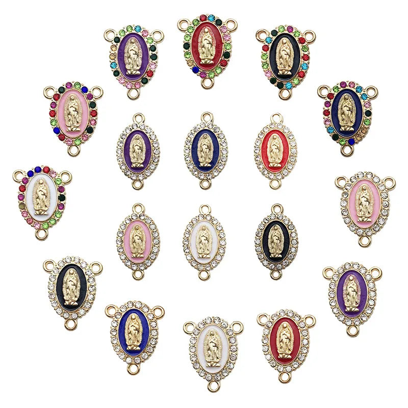 1 Piece Simple Style Human Oval Alloy Enamel Plating Inlay Connector Jewelry Accessories