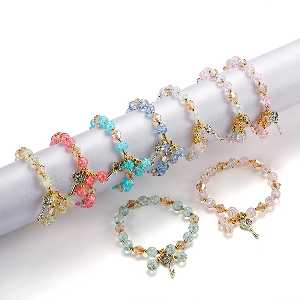 1 Piece Simple Style Key Glass Glass Beaded Polishing Women'S Bracelets