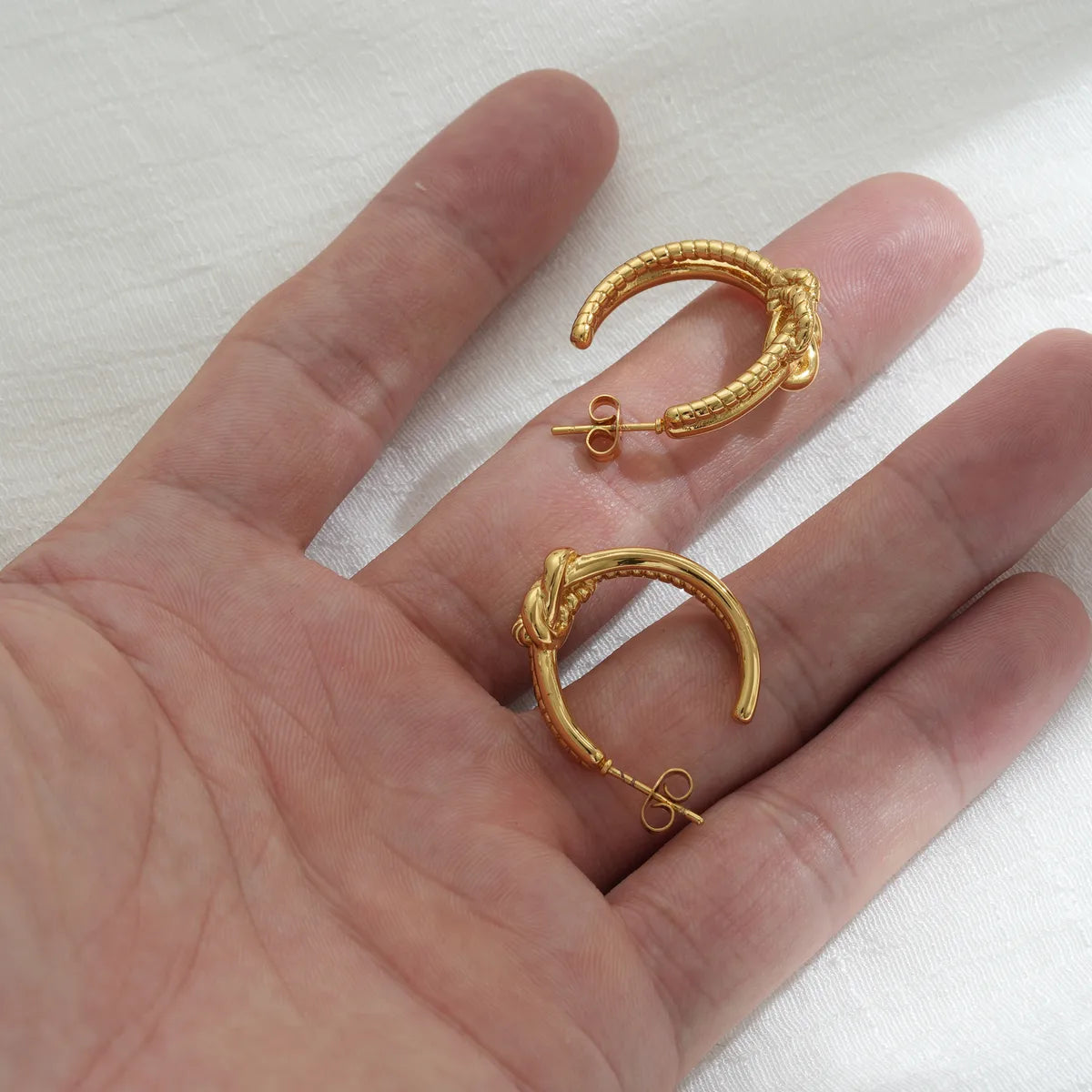 1 Piece Simple Style Knot Plating 304 Stainless Steel 18K Gold Plated Ear Studs