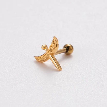 1 Piece Ear Cartilage Rings & Studs Simple Style Korean Style Dragonfly Butterfly Copper Plating Inlay Zircon