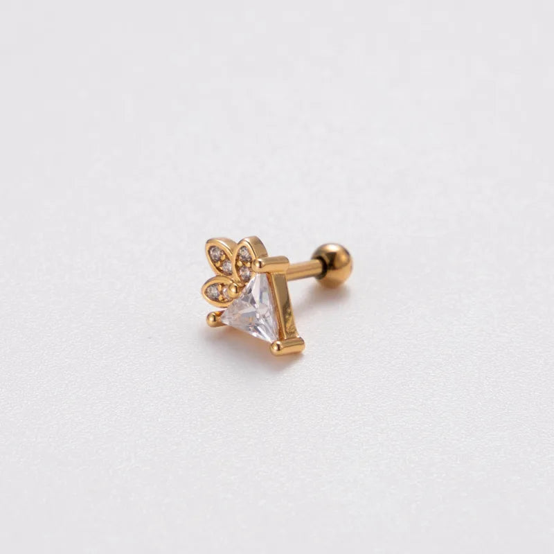 1 Piece Ear Cartilage Rings & Studs Simple Style Korean Style Dragonfly Butterfly Copper Plating Inlay Zircon