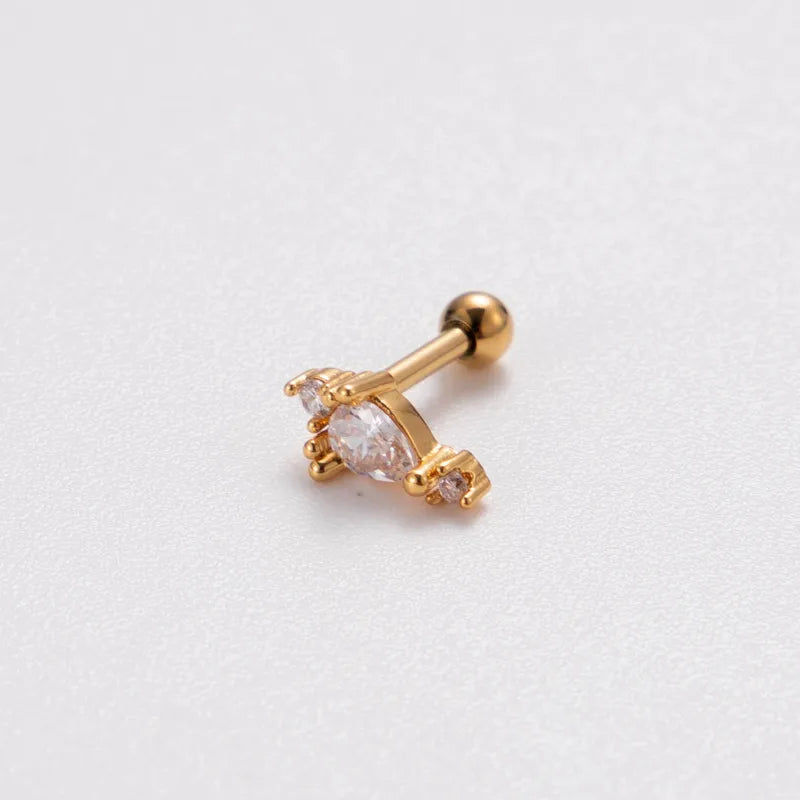 1 Piece Ear Cartilage Rings & Studs Simple Style Korean Style Dragonfly Butterfly Copper Plating Inlay Zircon