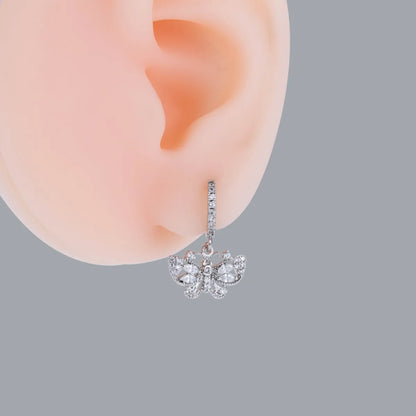 1 Piece Simple Style Korean Style Geometric Flower Butterfly Plating Inlay Stainless Steel Zircon 18k Gold Plated Ear Studs