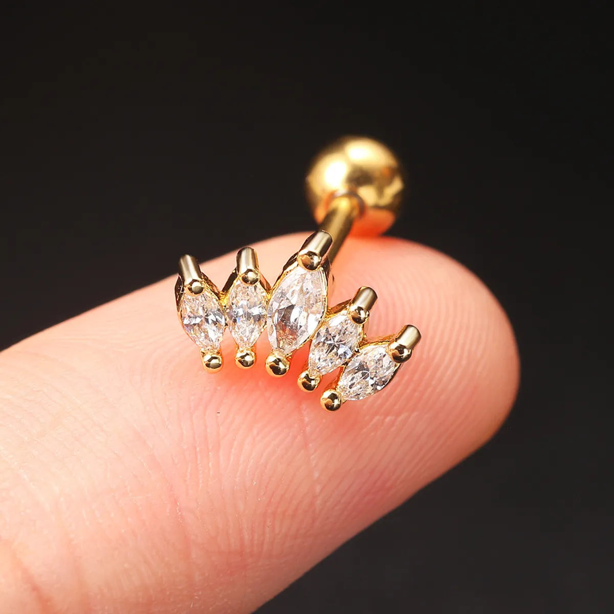 1 Piece Simple Style Leaf Inlay Copper Zircon Ear Studs