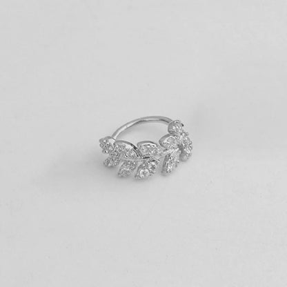 1 Piece Simple Style Leaf Inlay Copper Zircon Ear Studs