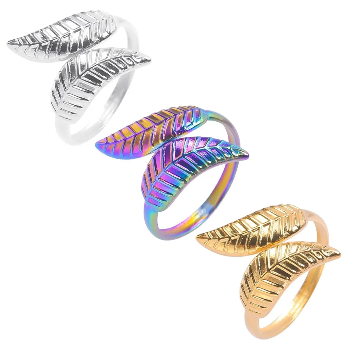 1 Piece Simple Style Leaf Metal Wholesale Rings